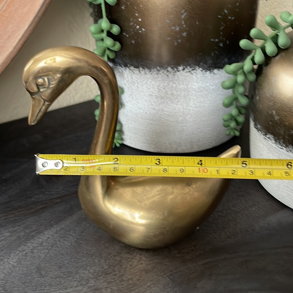 Vintage Set Of 4 Solid Brass Swans - Picture 6 of 11
